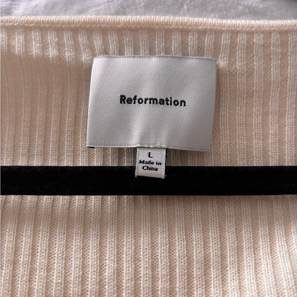 Reformation Cream Ribbed Knit Top - Picture 3 of 5